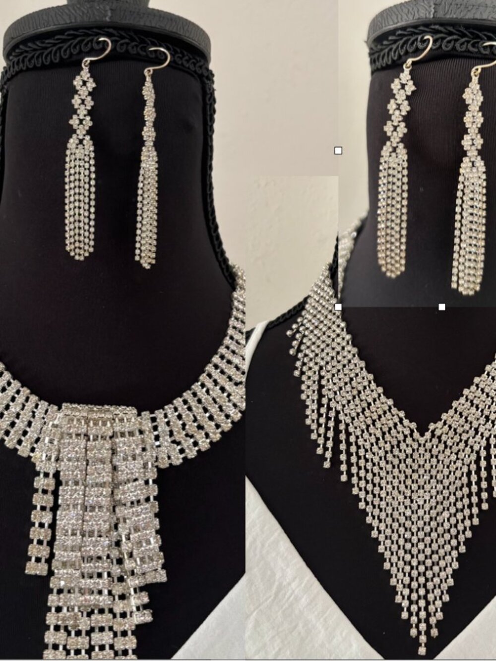 Cezanne Rhinestone 3-Piece Jewelry Lot - 2 Statement Necklaces & Drop Earrings